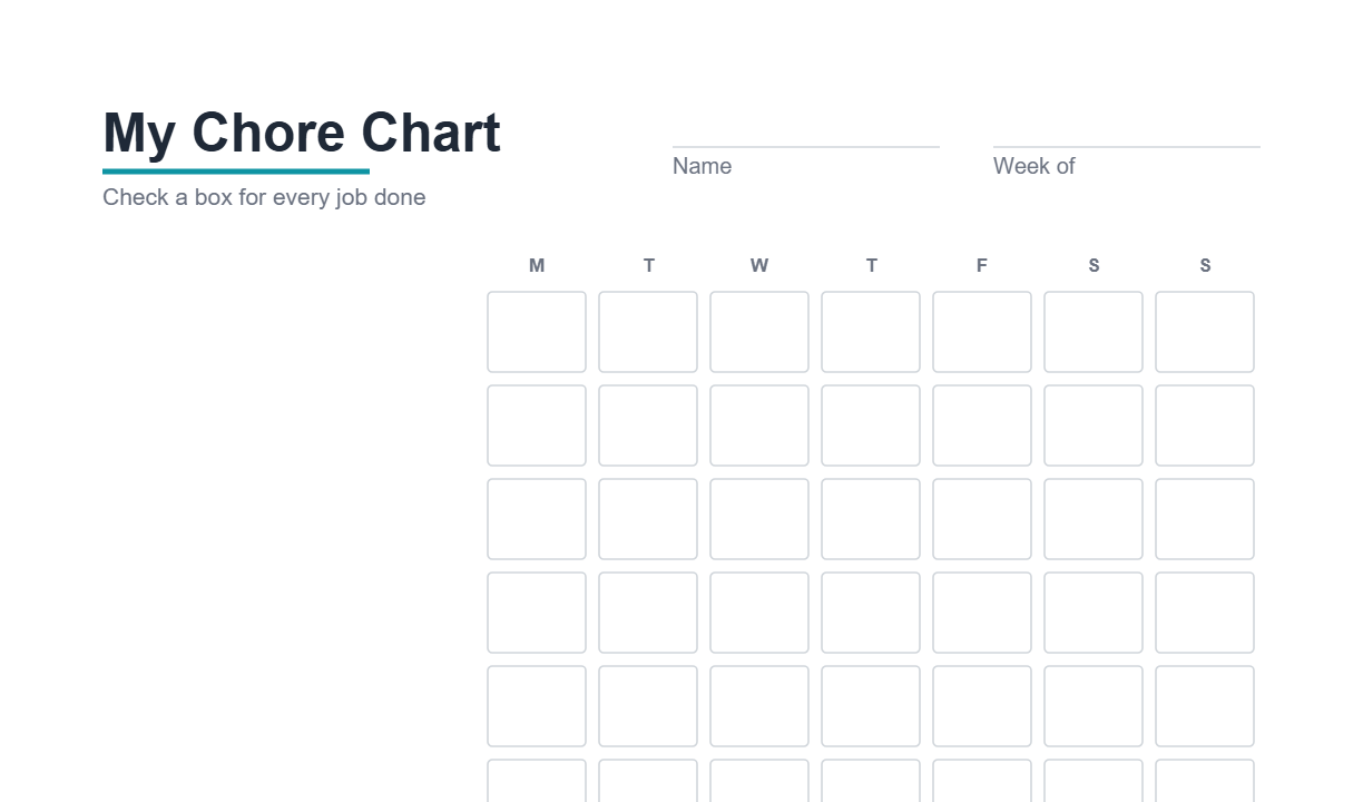 Preview of the Kids Chore Chart printable