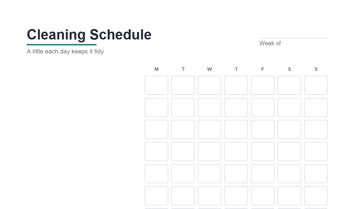 Preview of the Cleaning Schedule printable