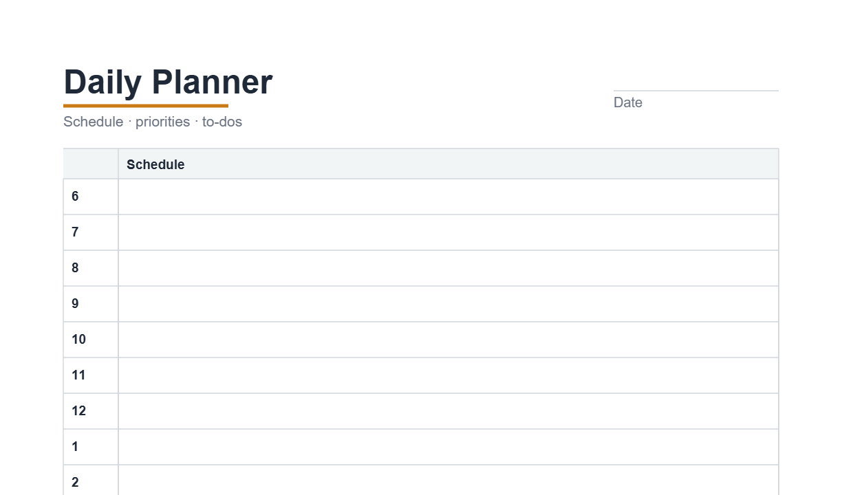 Preview of the Daily Planner printable