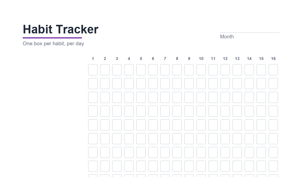 Preview of the Monthly Habit Tracker printable