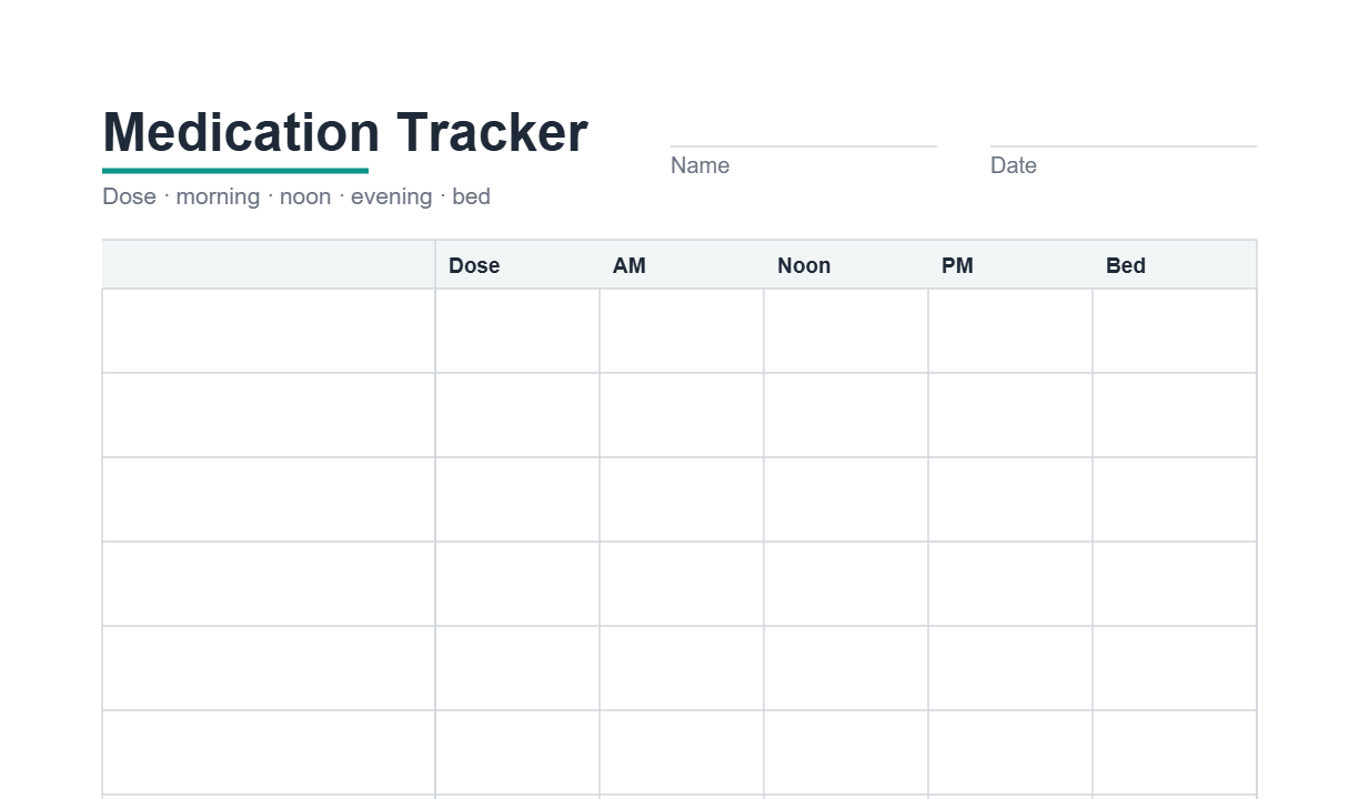 Preview of the Medication Tracker printable