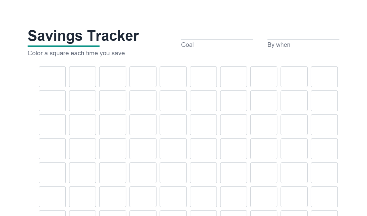 Preview of the Savings Tracker printable