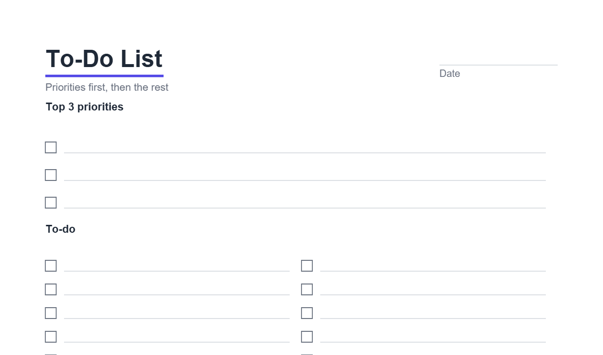 Preview of the To-Do List printable