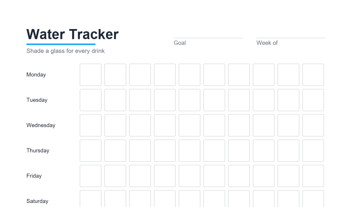 Preview of the Water Tracker printable
